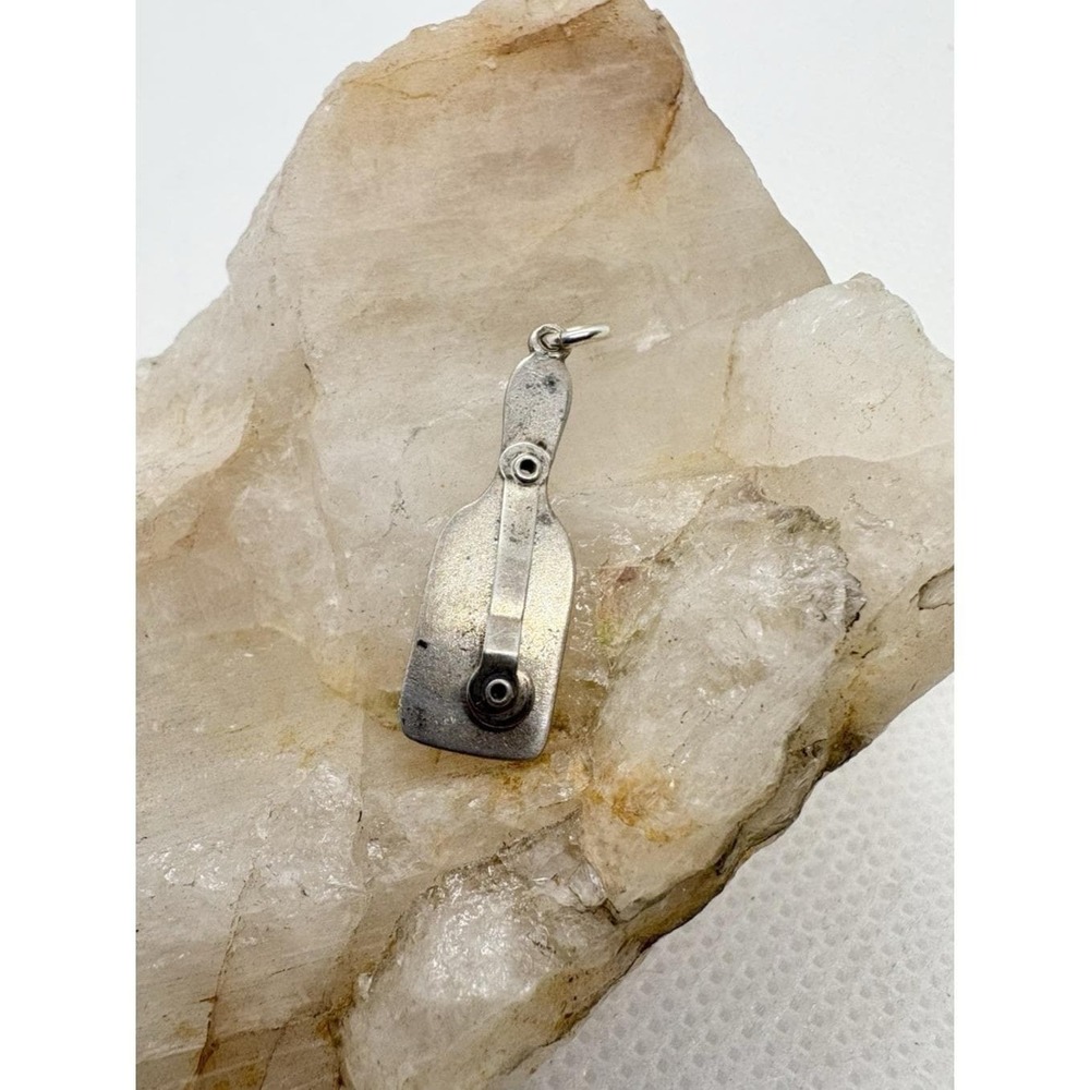 Vintage Sterling Silver‎ Hinged Menu Sign Charm Figural Pendant 0.8g Moving Part